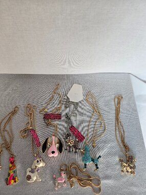 Betsey Johnson Necklace Lot 🐩 7 Whimsical Dog Rhinestone Statement Pieces
